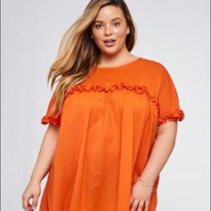 Oversized Orange Ruffled Top